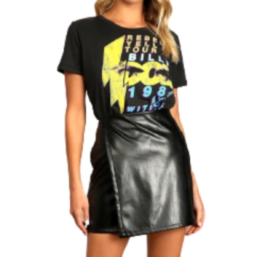 Lulus Vegan Leather Faux Wrap Mini Skirt